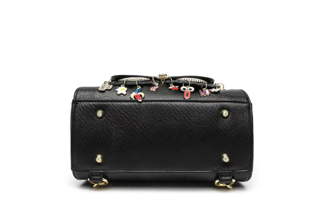 Charm Decor Crossbody Handbag – Black