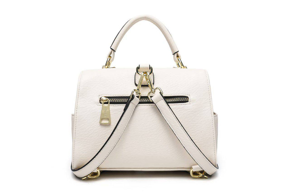 Eye Theme Owl Charm Satchel – Cream Women’s Top Handle Bag