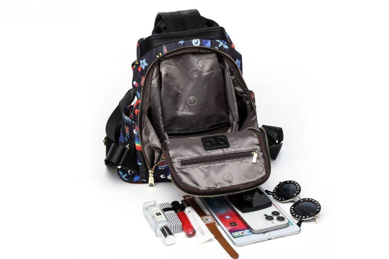 Eye Theme Teddy Adventure Backpack – Black Women's Convertible Backpack