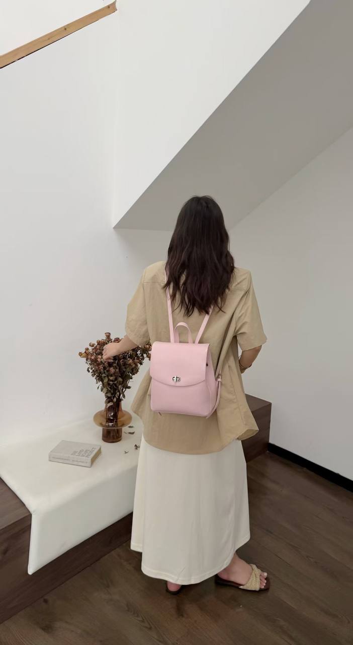 Women's Elegant Pink Minimalist Backpack