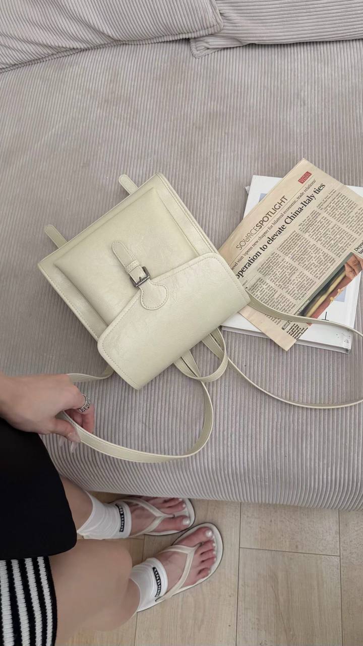 Women's Elegant Cream Minimalist Backpack