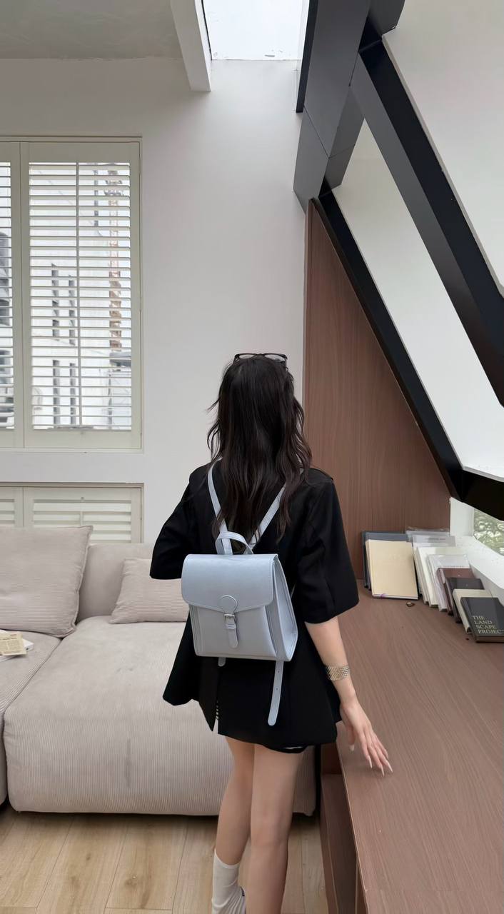 Women's Elegant Light Blue Minimalist Backpack