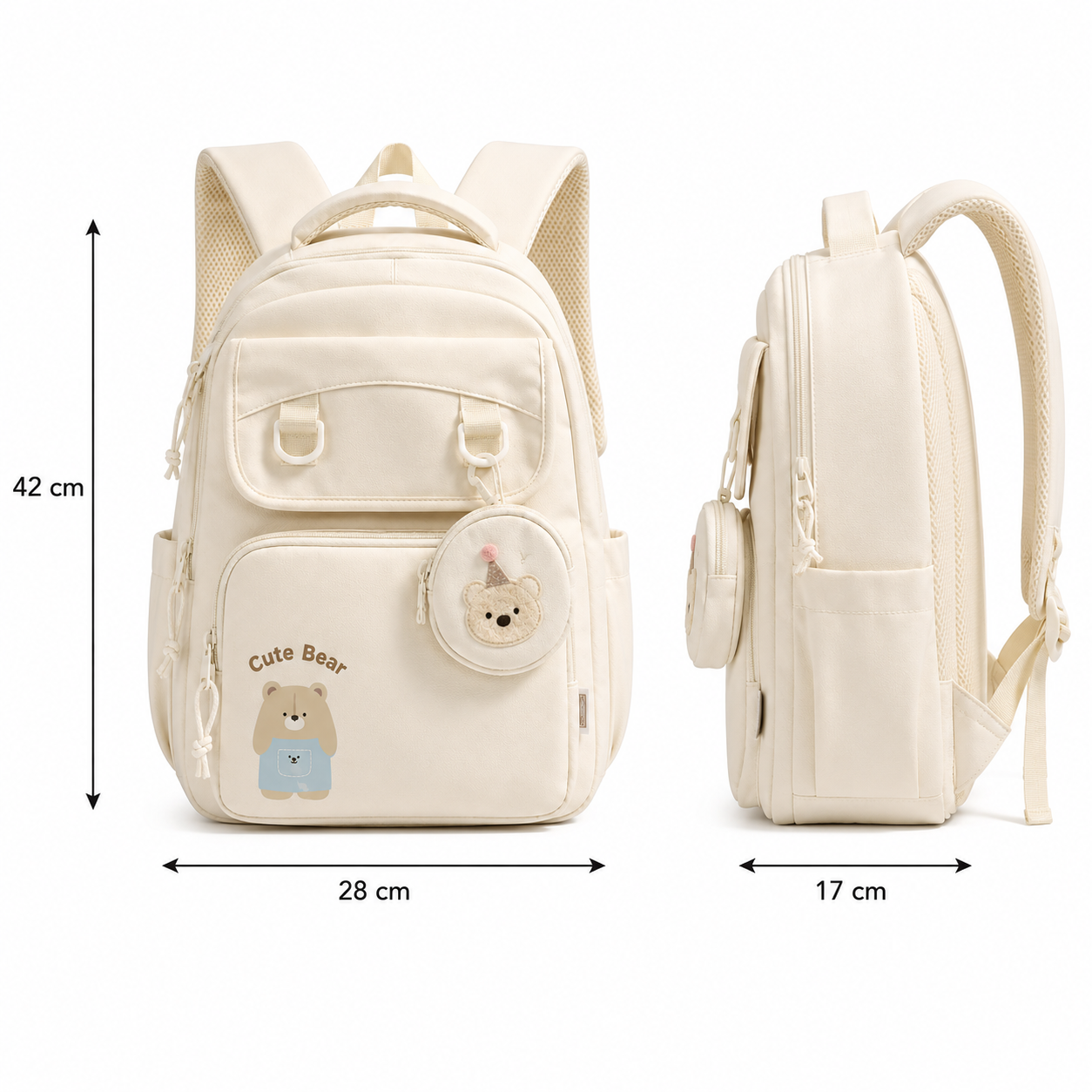 Cute Bear Large School Backpack